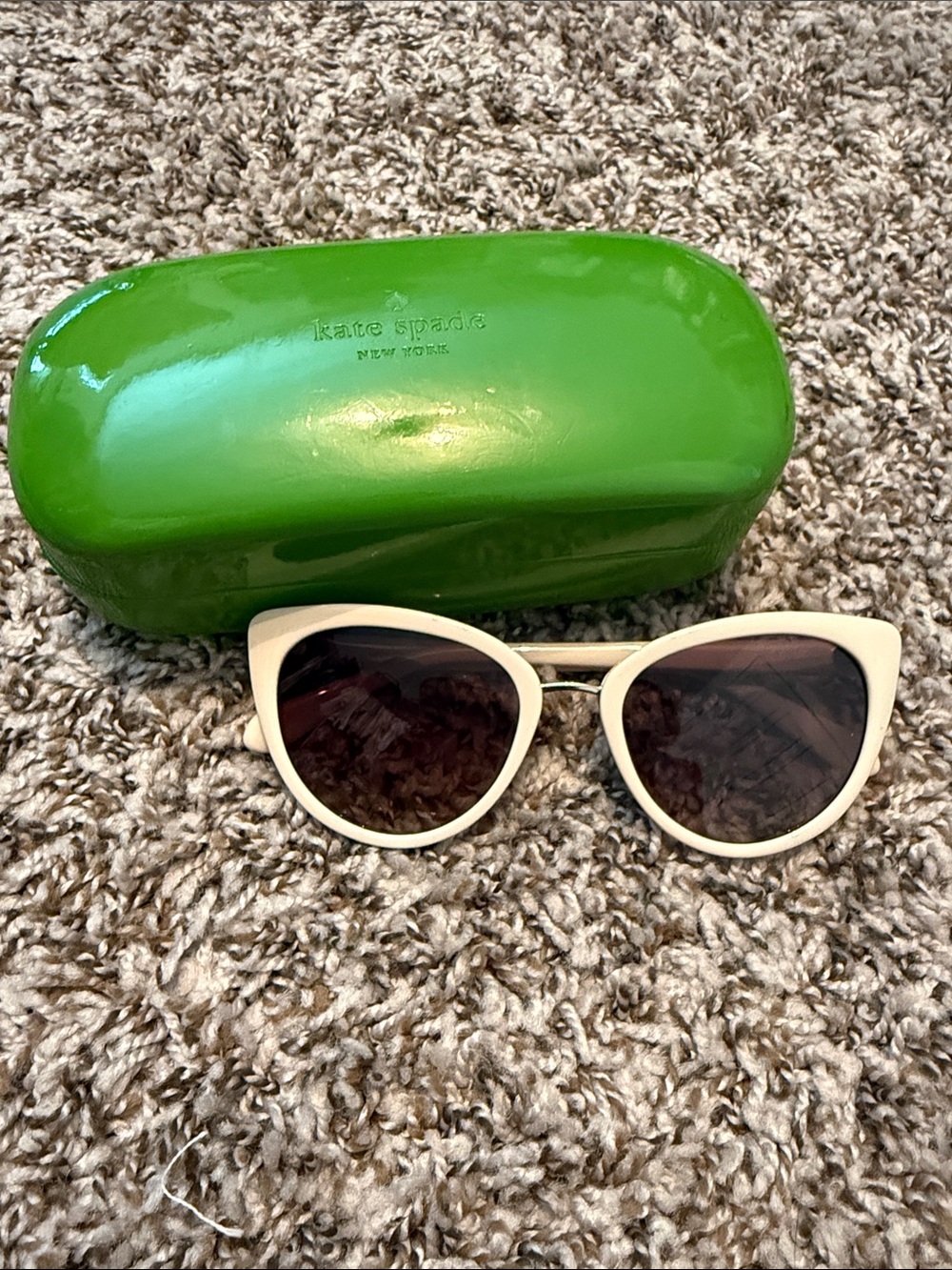 kate spade Cream Cat Eye Sunglasses with Dark Lenses